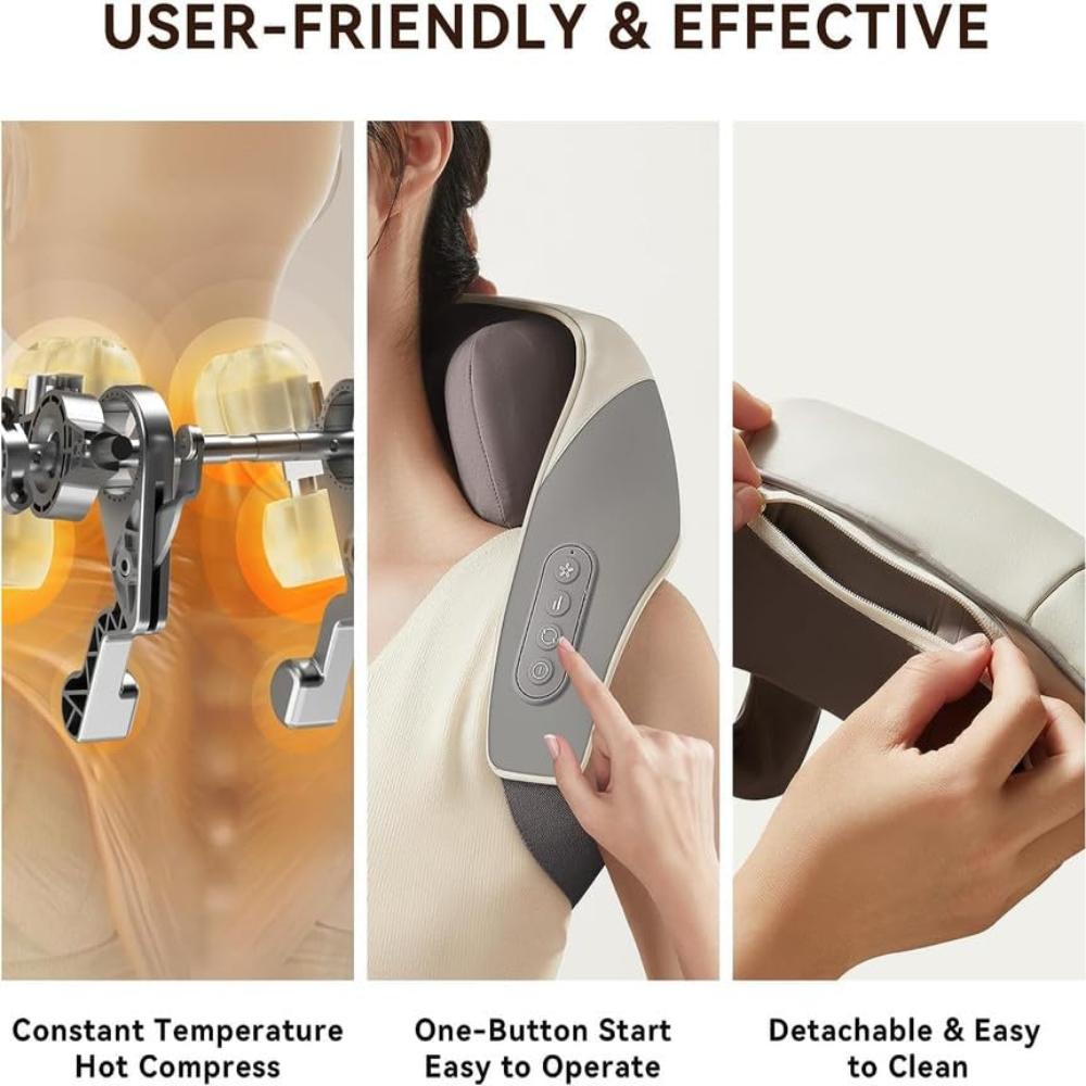 3D Kneading Massage Pillow- Neck & Back Pain Relief – Relaxation Anytime, Anywhere